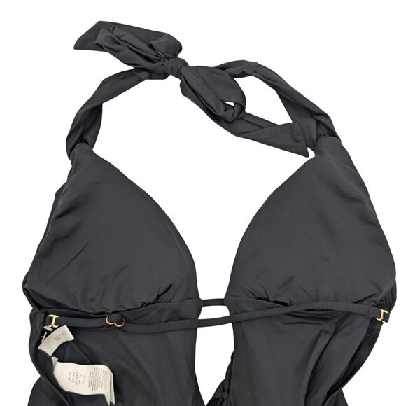 Sunshine 79 Women's Halter One Piece Swimsuit Self-Tie Front Black Size 10 - Picture 9 of 9